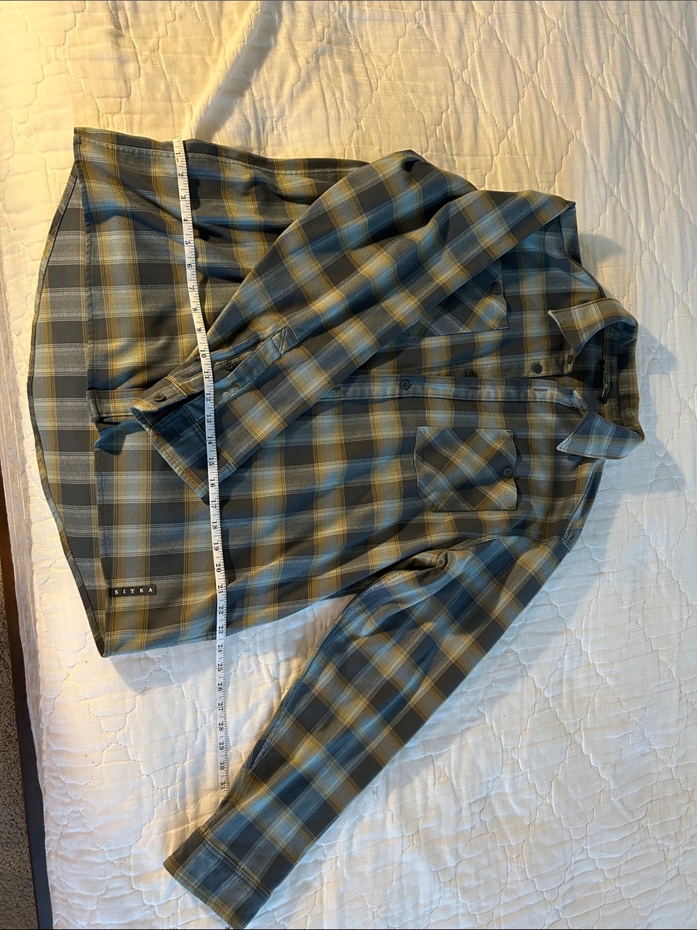 Plaid Button-Up Shirt Jacket in Olive and Blue